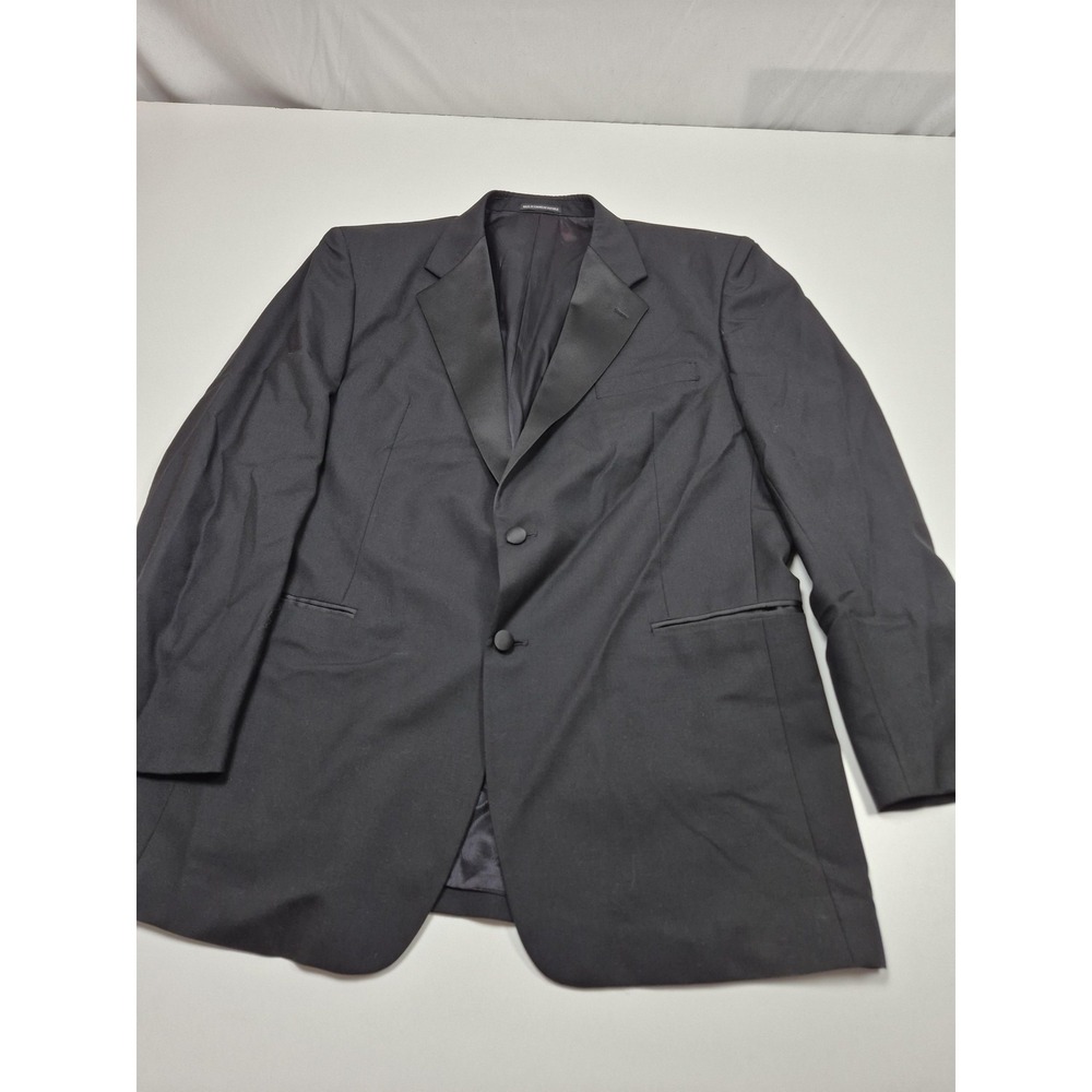 Giorgio Bissoni Suit Jacket Mens 46 Long Black Wool Tuxedo 3 Button Wedding